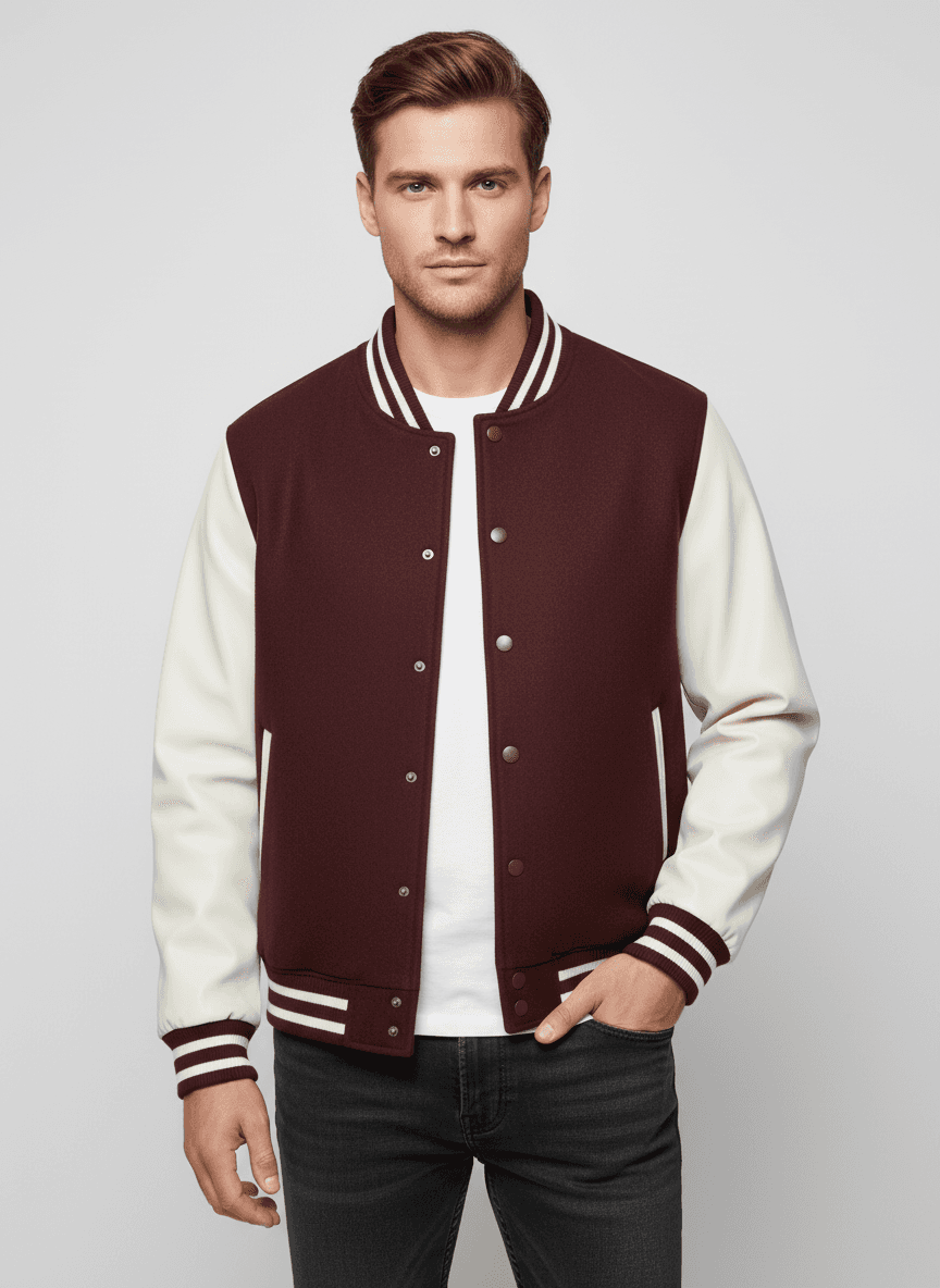 Varsity Jacket PRIMARK Burgundy and Off-white