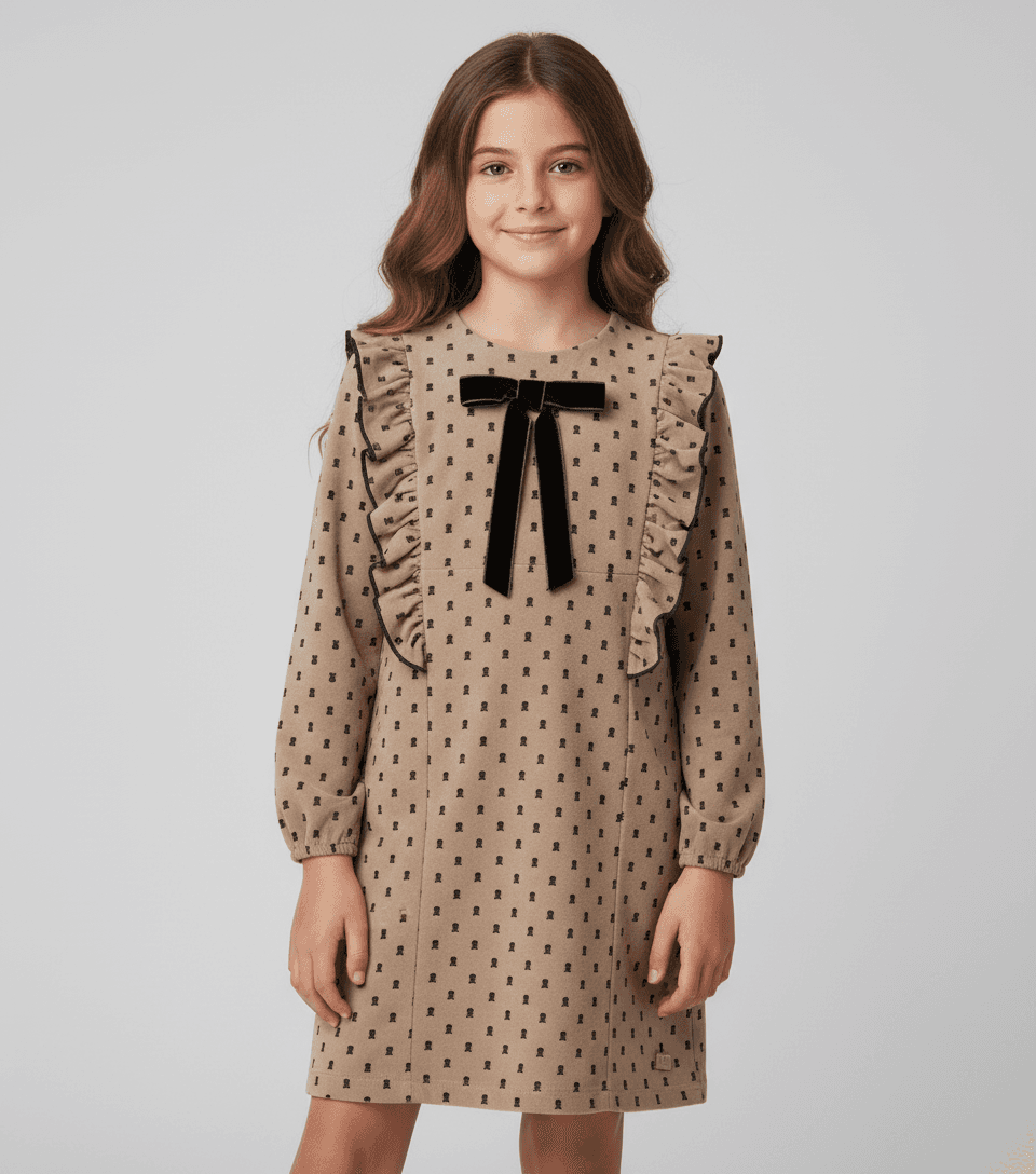 dress P12B beige with black